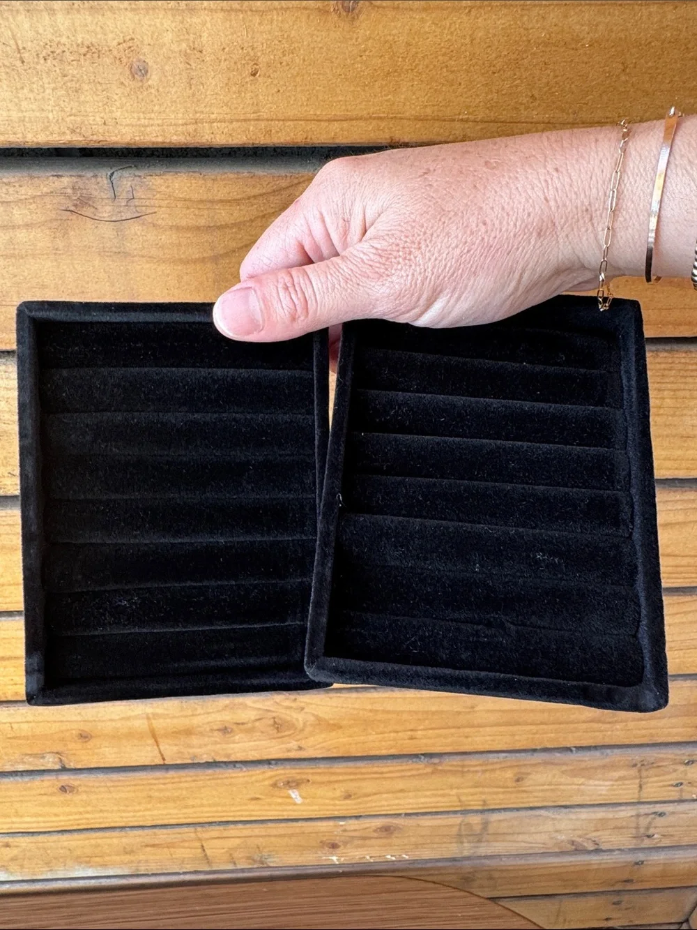 Black Velvet Jewelry Ring Tray Insert Duo